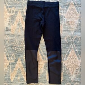 WAVERLY GREY Black Leggings with Faux Leather Calf Accent Detail